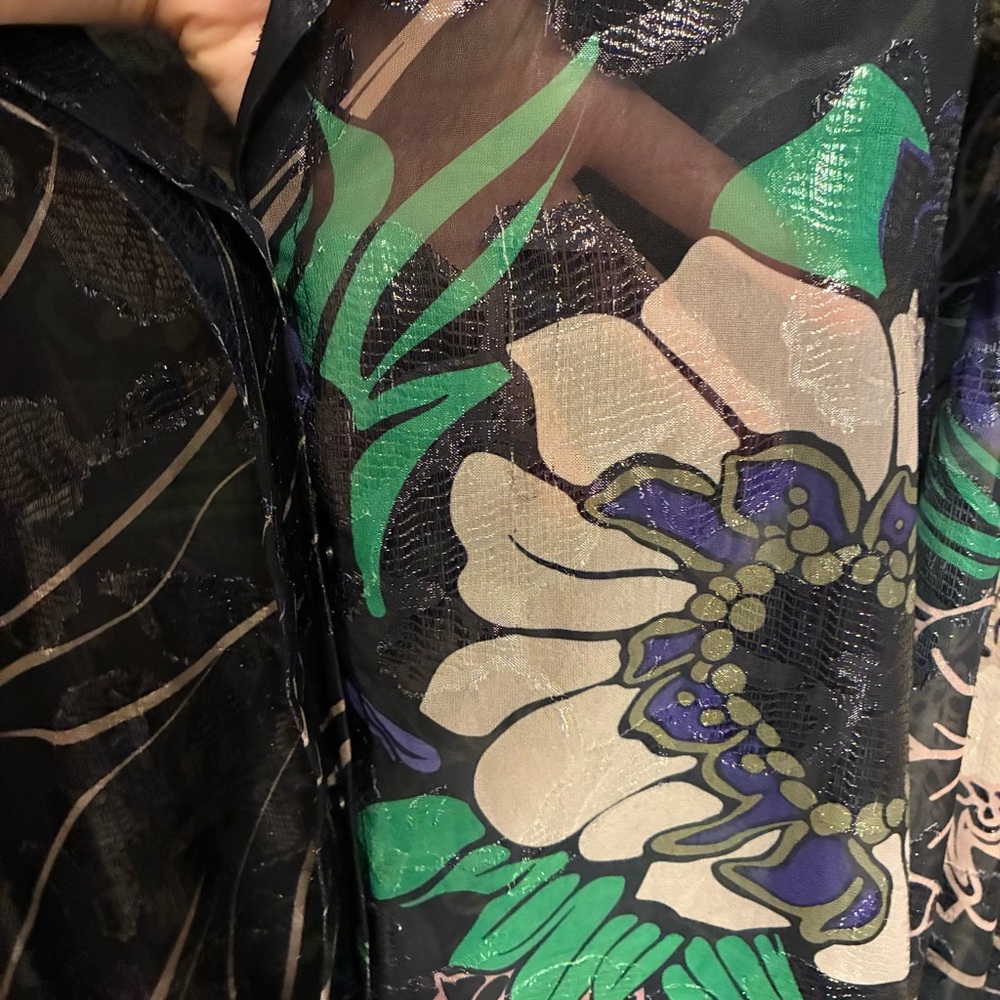 Sabina Musayev Sheer Floral Blouse in Black Multi Size Small - Picture 7 of 10